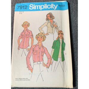 Simplicity Misses Shirt Sewing Pattern sz 12 7912 - uncut
